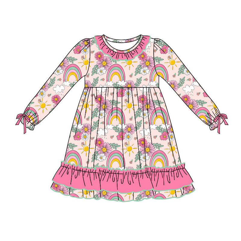 NO moq GLD0825 Pre-order Sizes 3-6m to 14-16t baby girl clothes long sleeves autumn dress