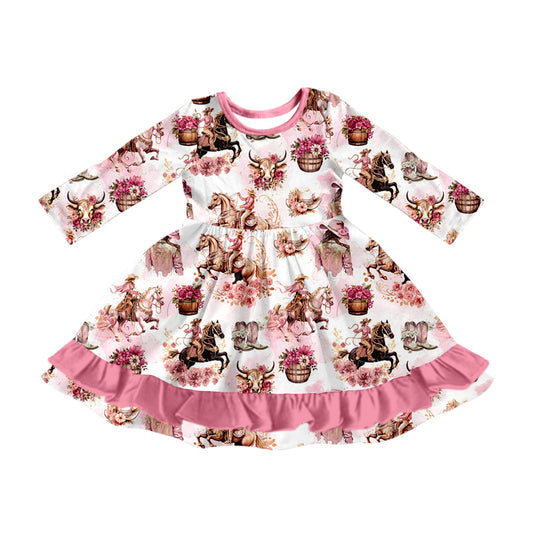 NO moq GLD0830 Pre-order Sizes 3-6m to 14-16t baby girl clothes long sleeves autumn dress