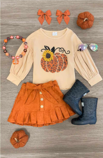 no moq GLD0833 pre-order baby girls clothes orange long sleeve dress-2024.8.16