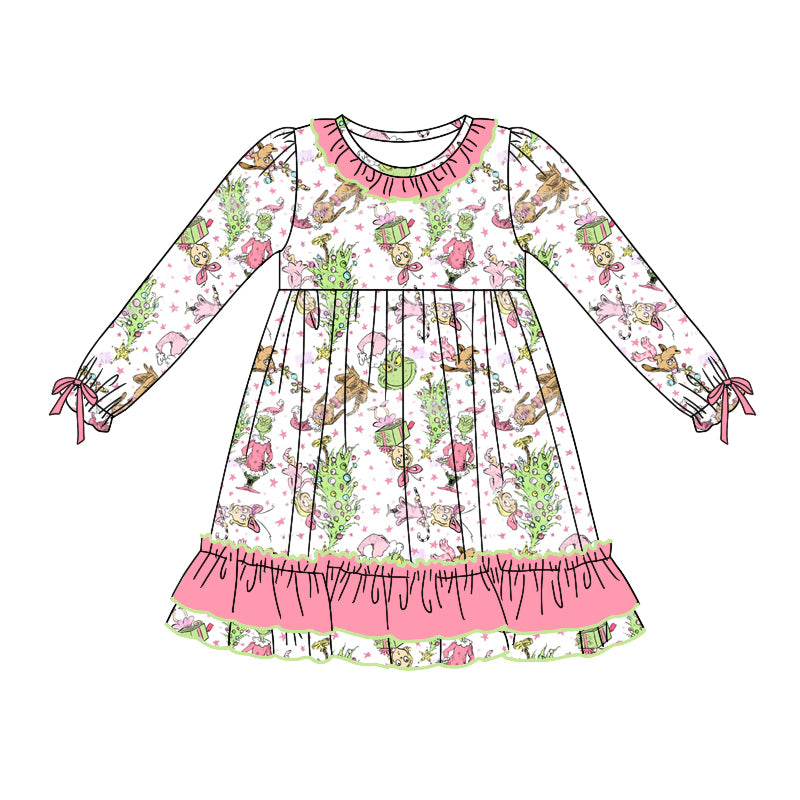 NO moq GLD0834 Pre-order Sizes 3-6m to 14-16t baby girl clothes long sleeves autumn dress