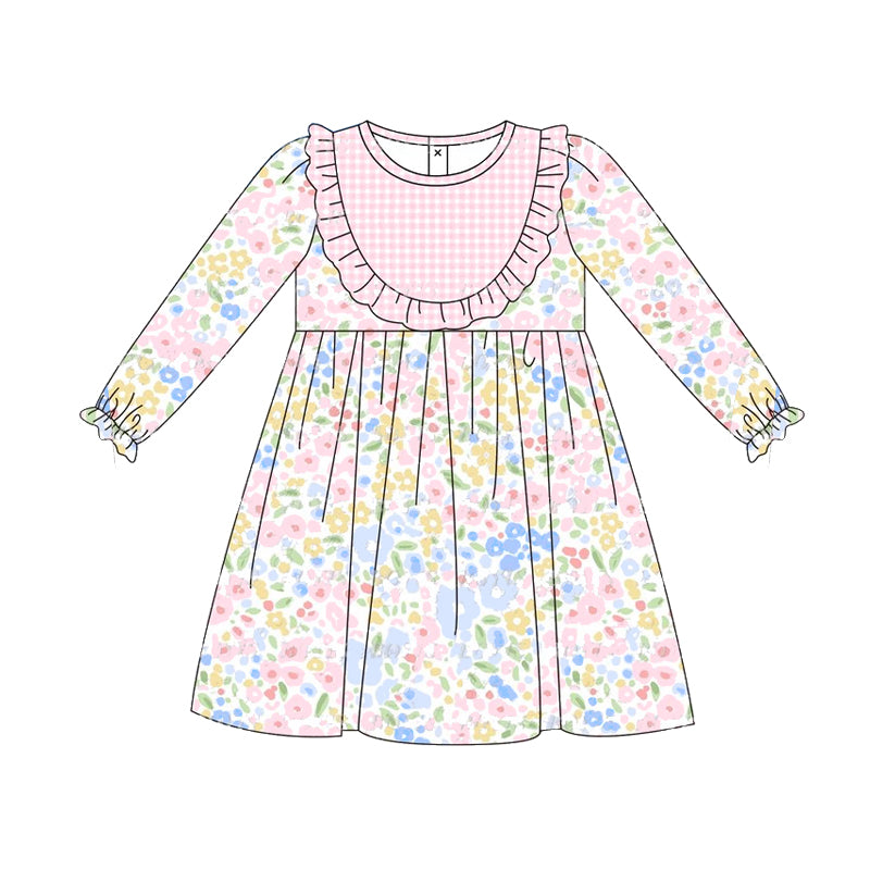 NO moq GLD0841 Pre-order Sizes 3-6m to 14-16t baby girl clothes long sleeves autumn dress