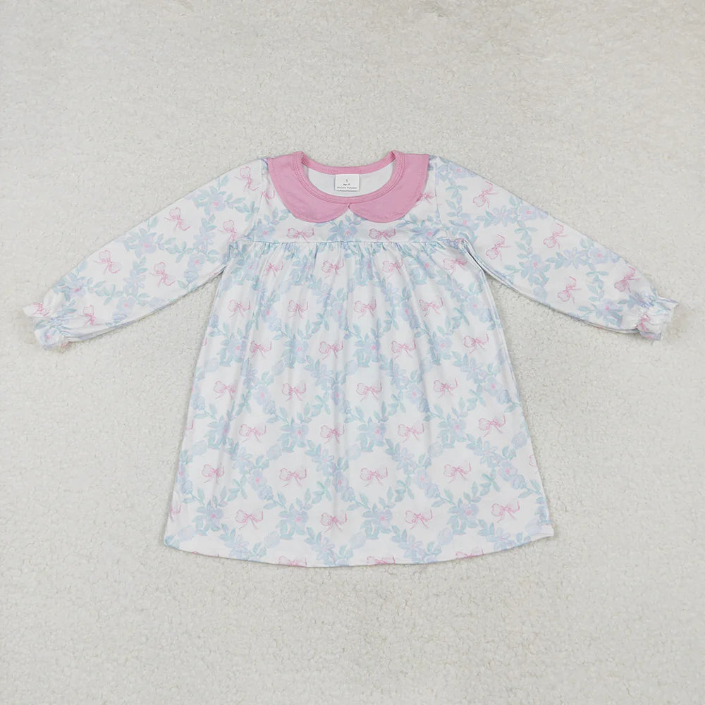 2.6 RTS Sibling Baby Girls Flowers Bows Dresses Clothes Sets