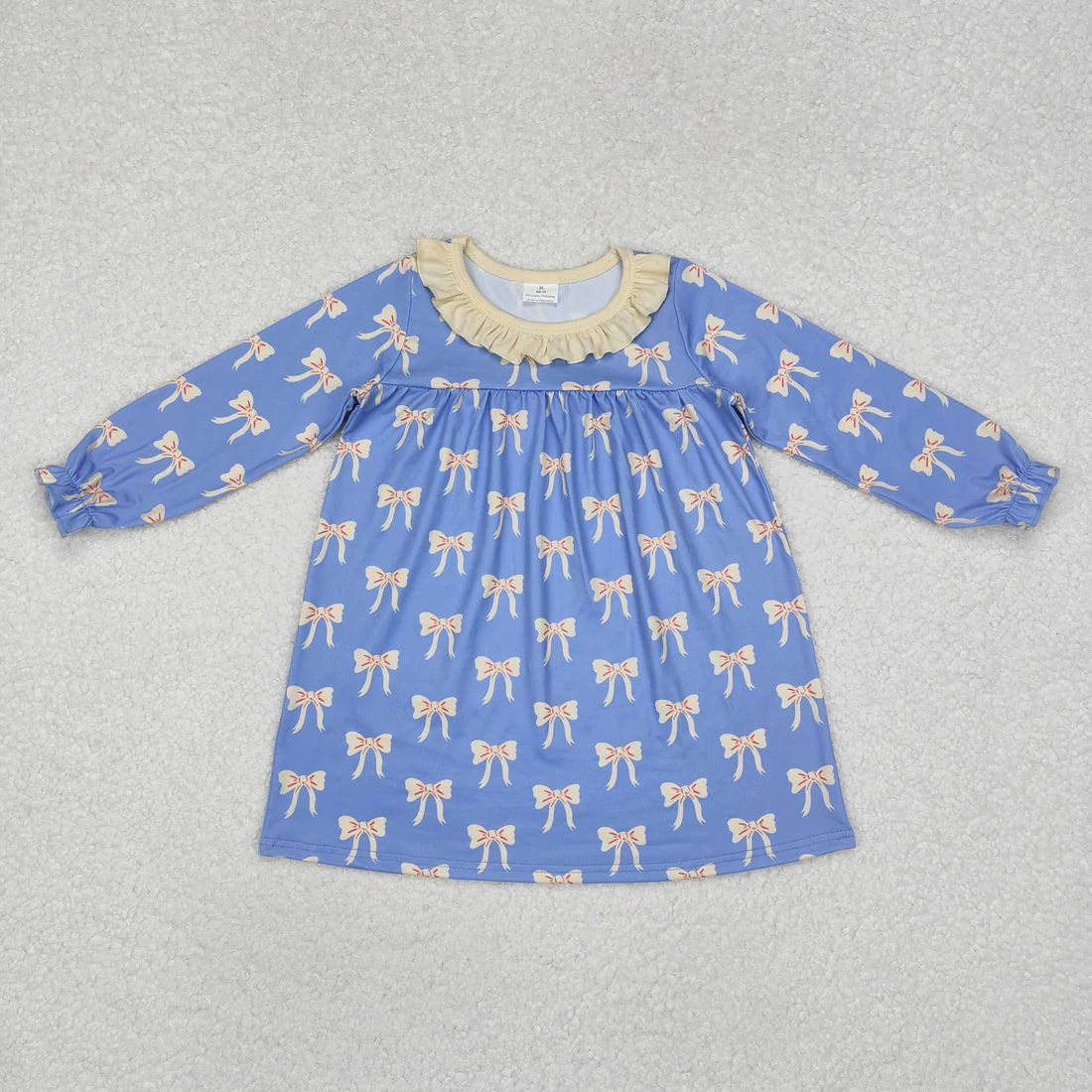 12.15 RTS Sibling Baby Girls Blue Bows Rompers Dresses