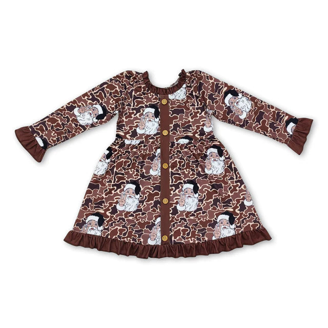 RTS Sibling milk silk Baby Girls And Boys Camo Santa Print Top Pants Pajamas Sets Dress Rompers Blankets