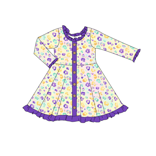 NO moq GLD0911  Pre-order Sizes 3-6m to 14-16t baby girl clothes long sleeves autumn dress