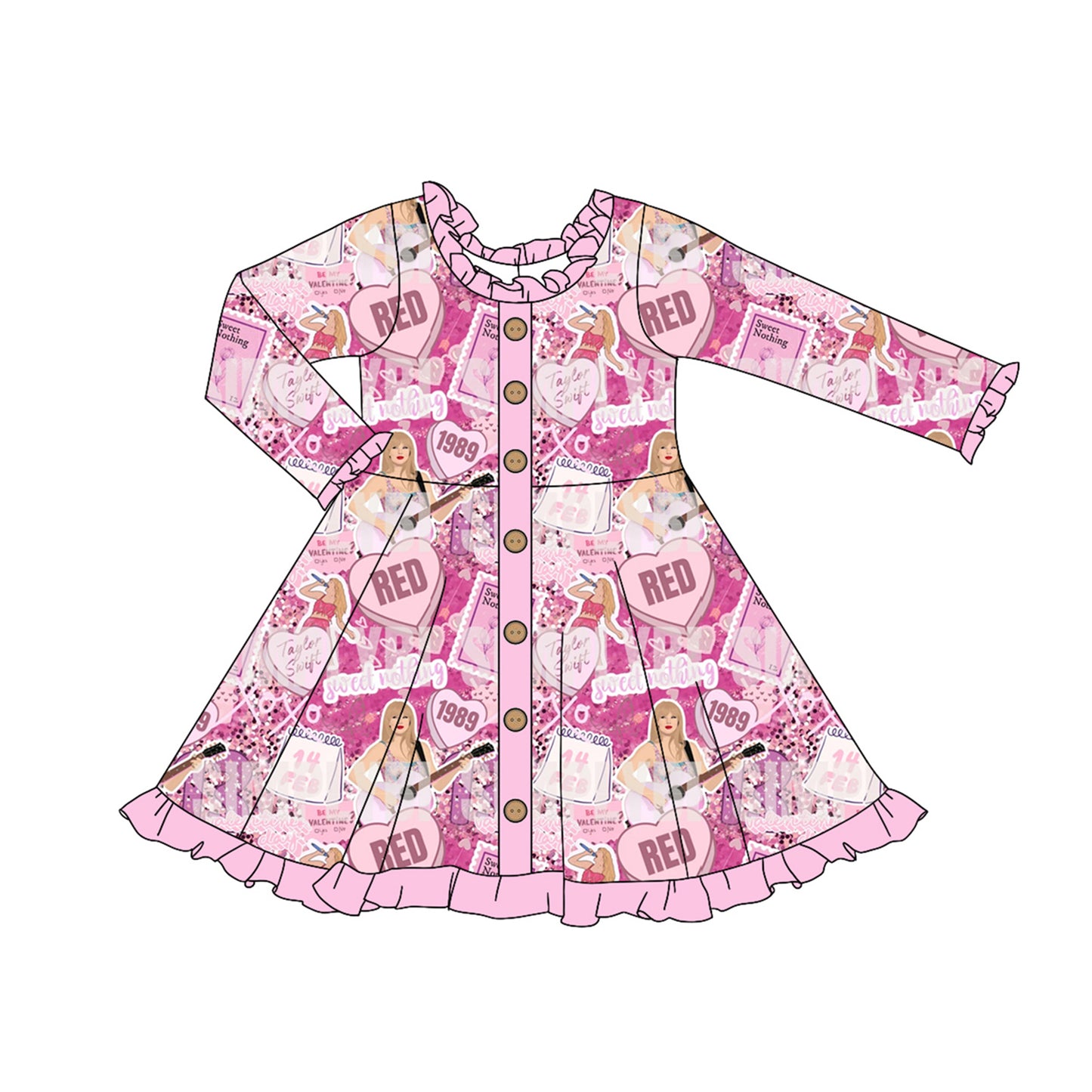 NO moq GLD0916  Pre-order Sizes 3-6m to 14-16t baby girl clothes long sleeves autumn dress