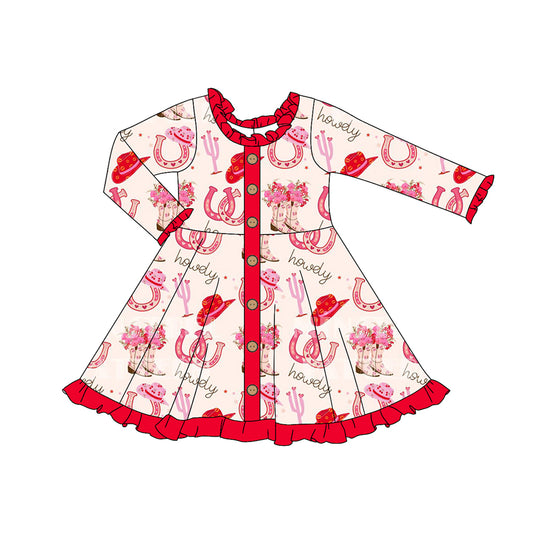 NO moq GLD0918  Pre-order Sizes 3-6m to 14-16t baby girl clothes long sleeves autumn dress