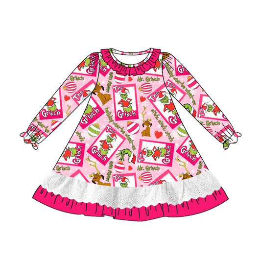 NO moq GLD0932  Pre-order Sizes 3-6m to 14-16t baby girl clothes long sleeves autumn dress