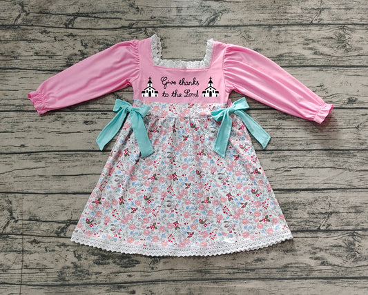 GLD0967 Baby Girls Thanks Lord Church Wear Knee Length Dresses Preorder