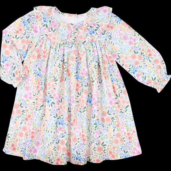 Baby Girls Spring Orange Flowers Ruffle Knee Length Dresses Preorder  GLD0982