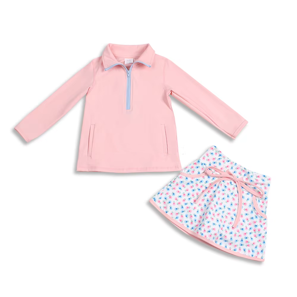 GLD0984 baby girls clothes pink long sleeve dress