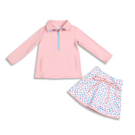 GLD0984 baby girls clothes pink long sleeve dress