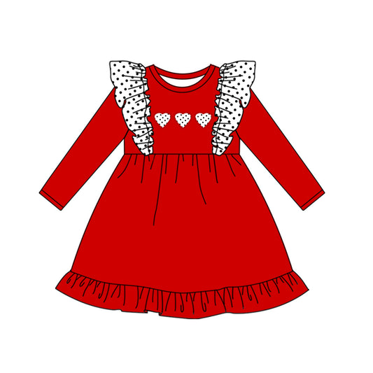GLD0986 Baby Girls Valentines White Hearts Knee Length Dresses Preorder