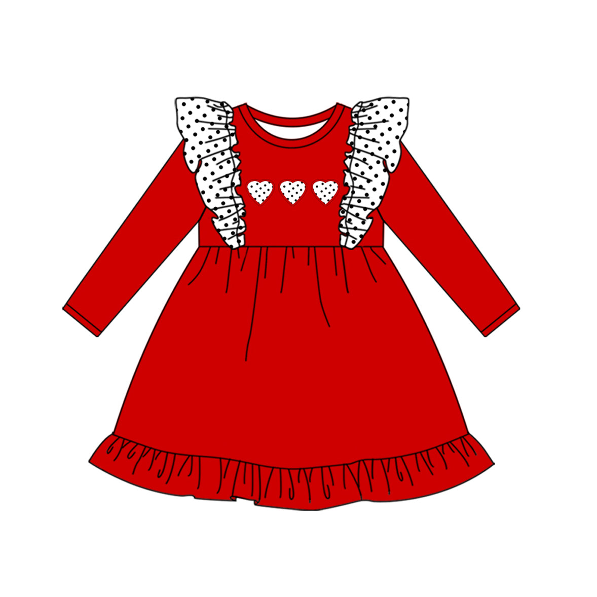 Baby Infant Girls Valentines White Hearts Ruffle Rompers -dress-long sets preorder