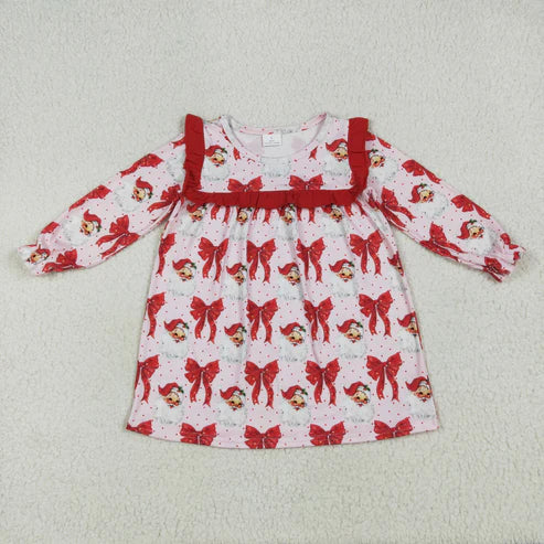 10.30 RST Sibling Baby Girls Bows Santa Trees Plaid Christmas Ruffle Knee Length Dresses