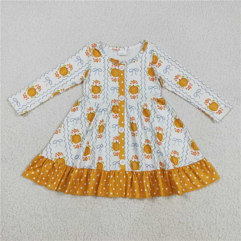 RTS Sibling Baby Girls Winter Outfits Floral Tunic Pants Set Long Sleeve Pumpkin Bow Dress Rompers Fall Clothing Outfit for Kids