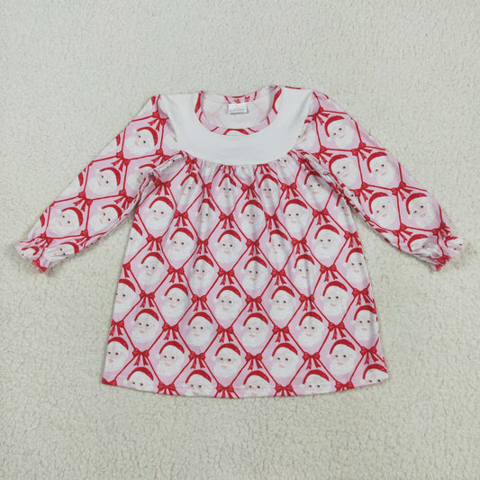 RTS NO MOQ （In stock）GLD1136 Baby Girls Winter Dress Baby Girls Christmas Red Blows Santa Plaid Knee Length Dresses
