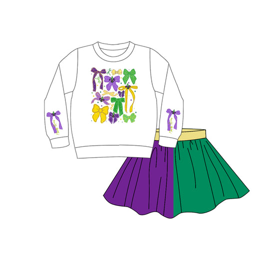 10.14 GLD1386 Pre order No Moq Baby Girls Anchors Bows Top Skirt Shorts Bottom Mardigras Clothes Sets