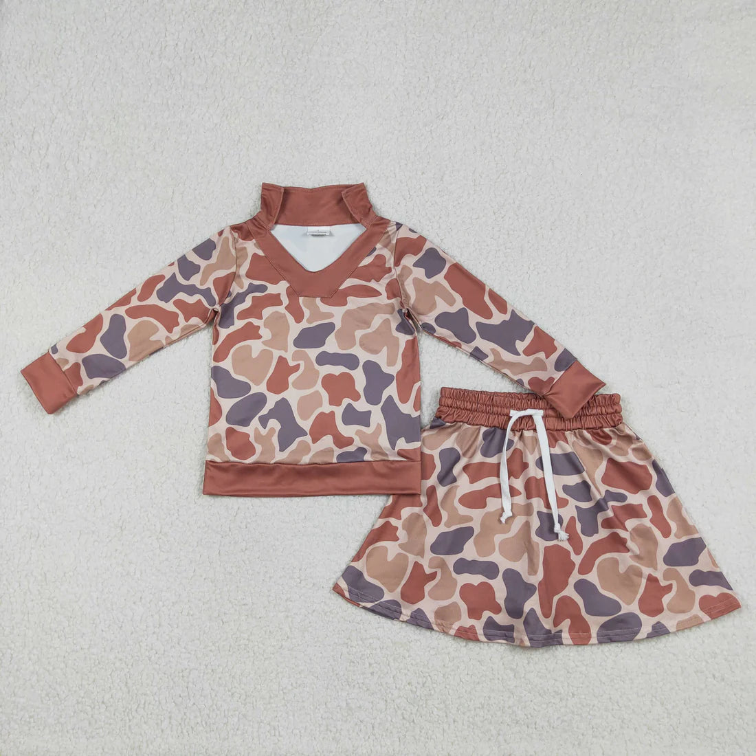 12.26 RTS Sibling Baby Girls Southern Camo Long Sleeve Top Skirt Shorts Clothes Sets