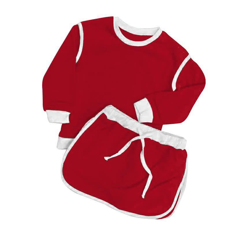 11.7 GLD1482 Pre order No Moq Yoga fabric Baby Girls Red Long Sleeve Top Skirts Shorts Yoga Clothes Sets
