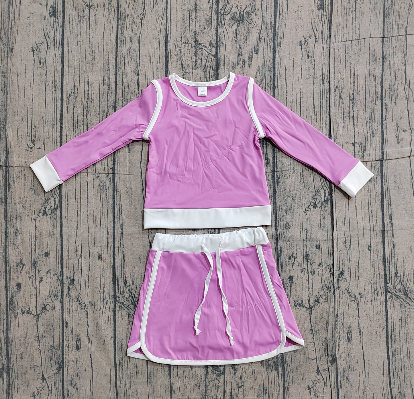 1.22 GLD1484 Sample No Moq Yoga fabric Baby Girls Pink Long Sleeve Top Skirts Shorts Yoga Clothes Sets