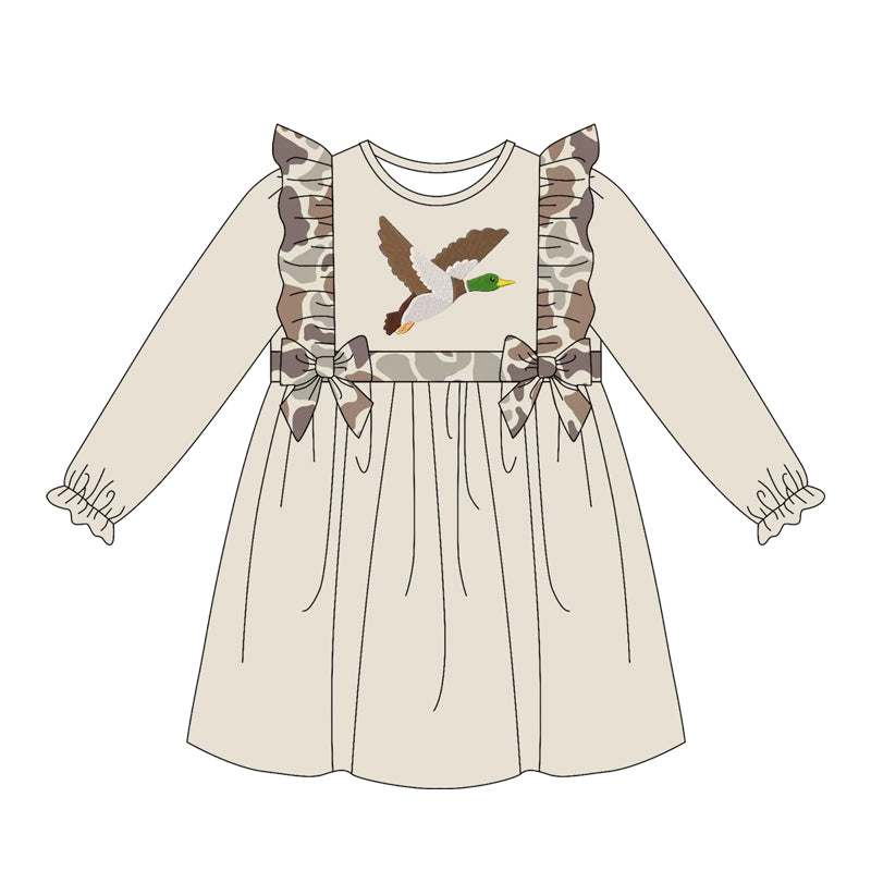 4.15 Pre order No Moq Baby Girls Long Sleeve Camo Hunting Knee Length Dresses