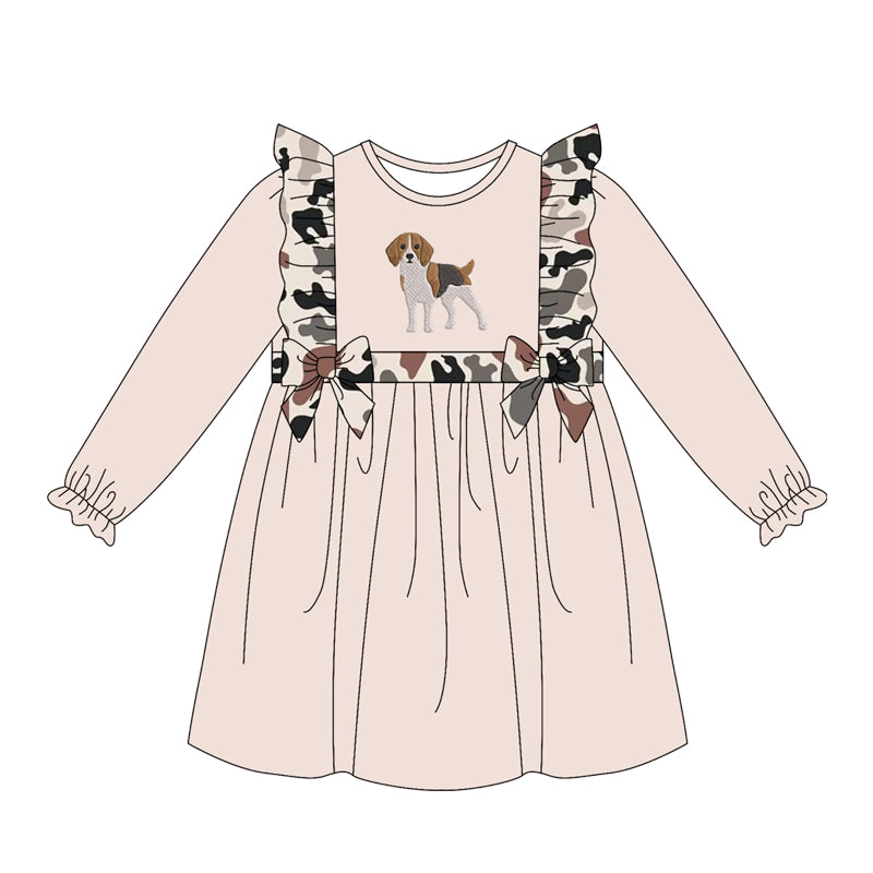 4.15 Pre order No Moq Baby Girls Long Sleeve Camo Hunting Knee Length Dresses