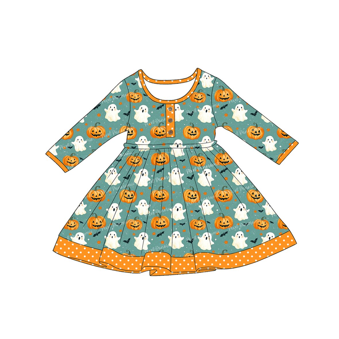 5.1 Pre order No Moq Baby Girls Long Sleeve Button Knee Length Dresses