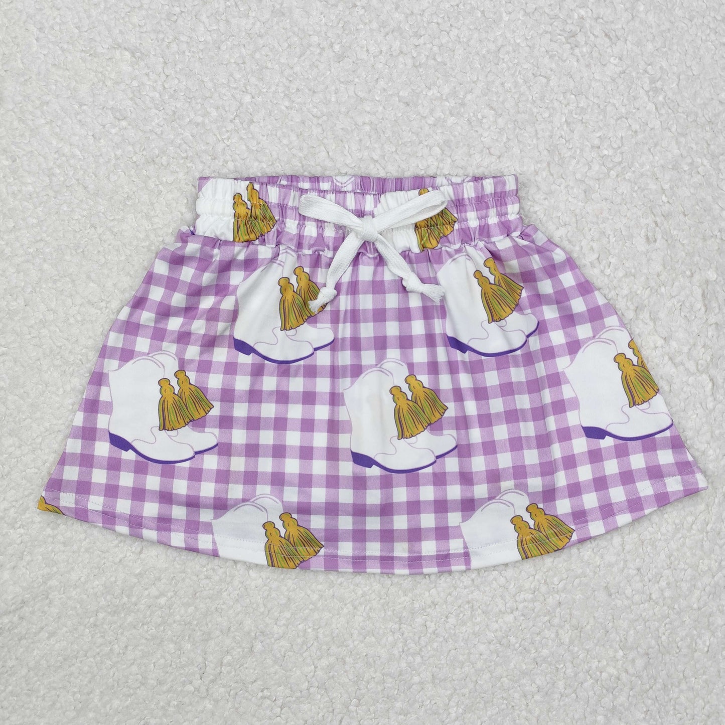 GLK0035 Carnival boots purple plaid culottes skirt