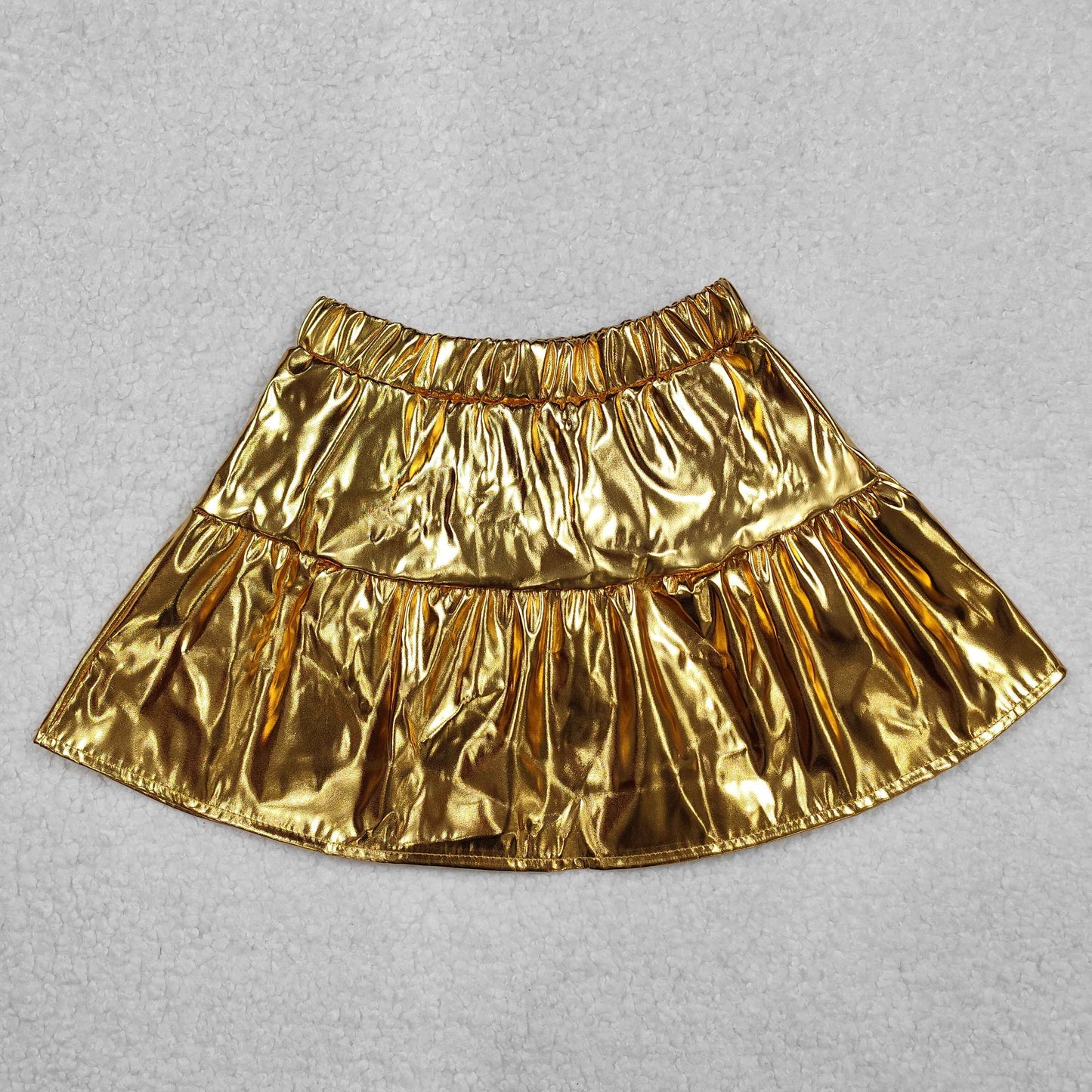 GLK0043Baby Girls Golden Leather Skirt Cute Toddler Girls Faux Leather Mini Skirt for Special Occasions