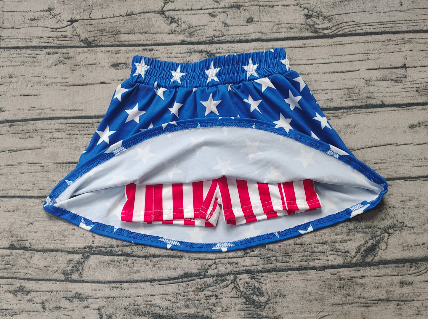 GLK0051Festive Blue Stars and Red Stripe Skirt for Girls' 4th of July Celebrations