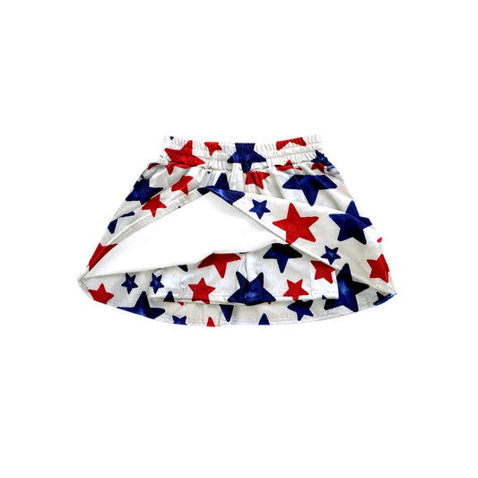 GLK0055Red blue stars kids girls 4th of july skirt