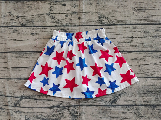 5.20 GLK0055 Sample 10days Arrived RTS Red blue stars kids girls 4th of july skirt