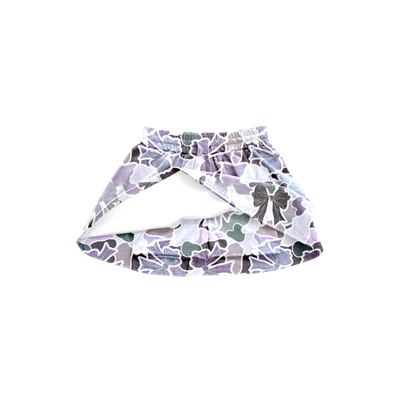 Lavender camo bow kids girls skirt shorts inside