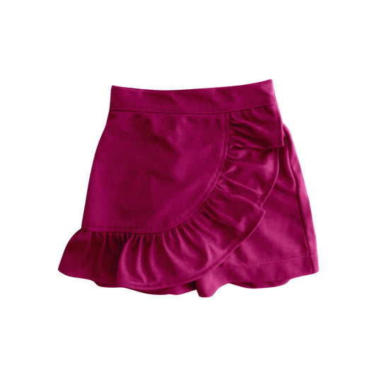GLK0062Baby Girls Wine Ruffles Skort Skirts