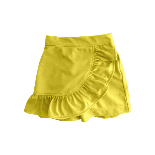 GLK0063Kids Girls Yellow Ruffle Skirt Summer Fashionable Twirl Skirts for Girls Children's Clothing Accessories