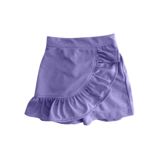 GLK0064Lavender Ruffle Skirt for Girls Kids Summer Skirts Girls' Colorful Frock Skirts Elastic Waist Vintage Style