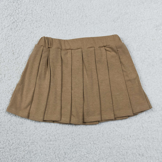 GLK0107 Sample No Moq Khaki cotton kids girls summer pleated skirt
