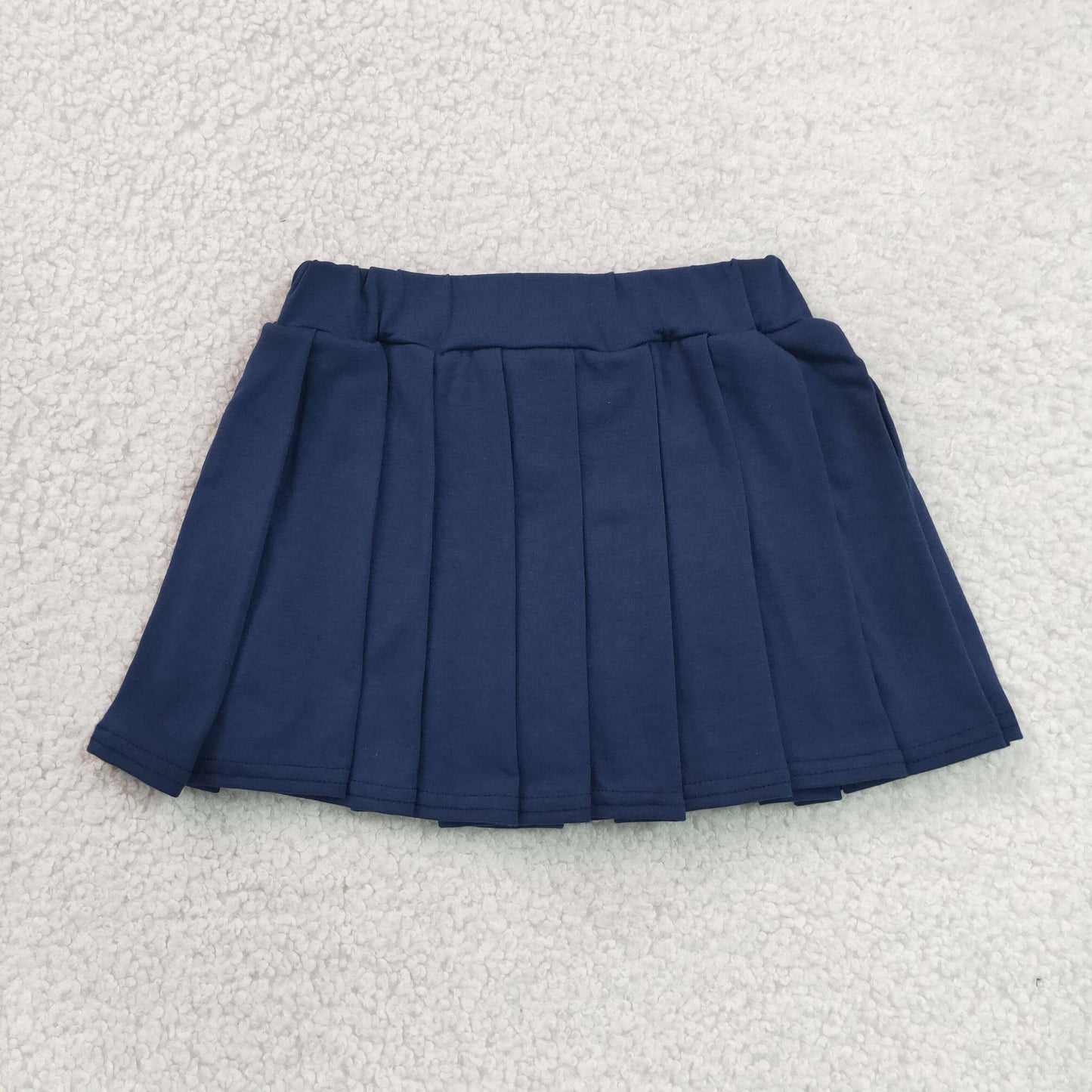 GLK0108 RTS NO MOQ （In stock）Navy cotton kids girls summer pleated skirt