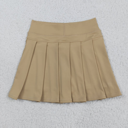 8.20 RTS NO MOQ （In stock）GLK0123 Baby Girls Summer Yoga Skirt Baby Girls Khaki Yoga Skorts Pleated Skirts Bottom
