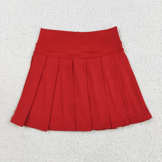 8.23 RTS NO MOQ （In stock）GLK0125 Baby Girls Summer Yoga Skirt Baby Girls Red Yoga Skorts Bottom Pleated Skirts