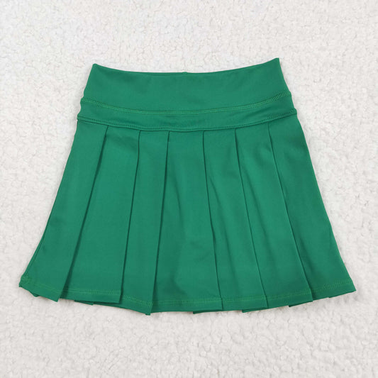 8.22 RTS NO MOQ （In stock）GLK0126 Baby Girls Summer Yoga Skirt Baby Girls Green Yoga Skorts Pleated Skirts Bottom