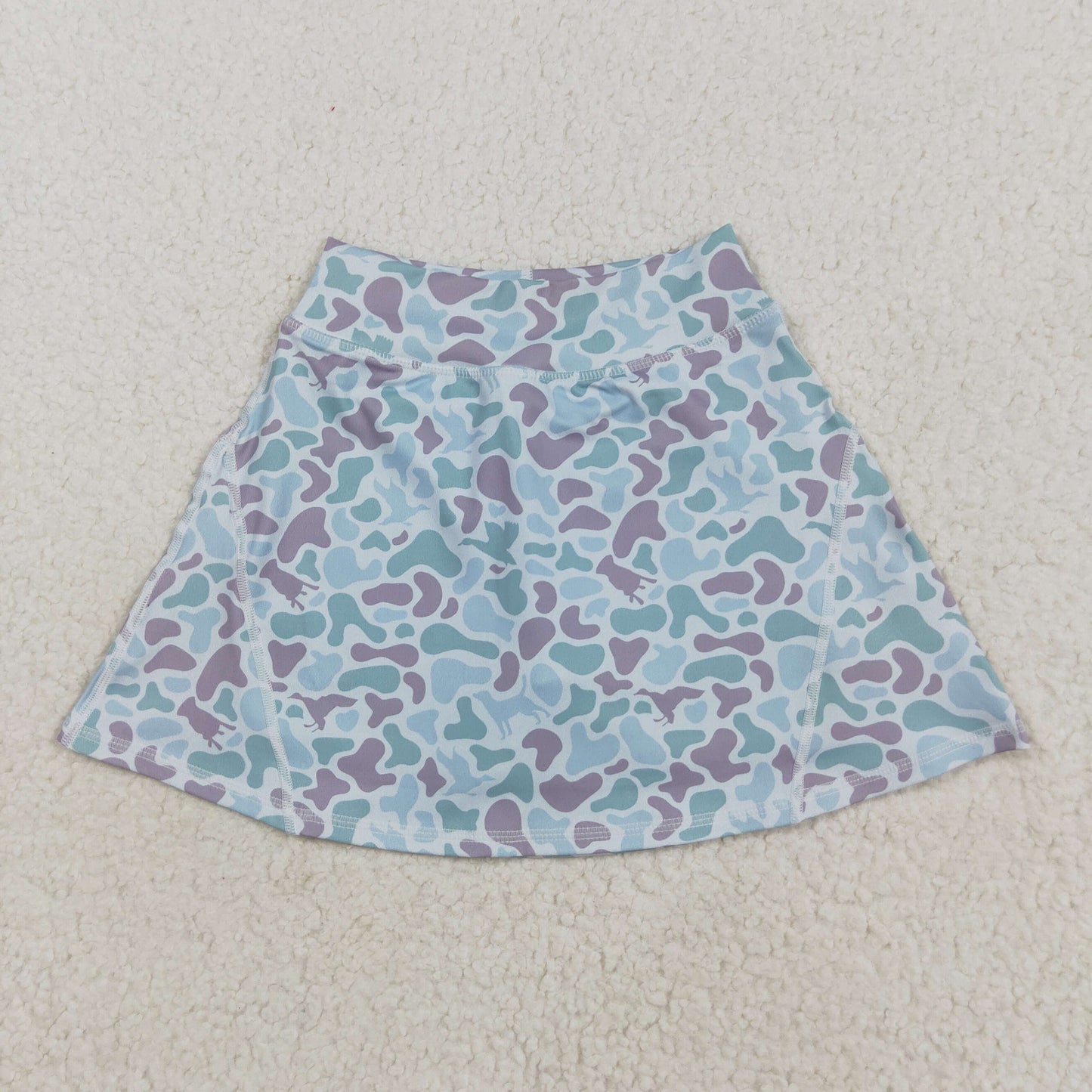 8.21 RTS NO MOQ （In stock）GLK0128 Baby Girls Yoga Skirt Baby Girls Western Green Camo Yoga Active Skorts Bottom