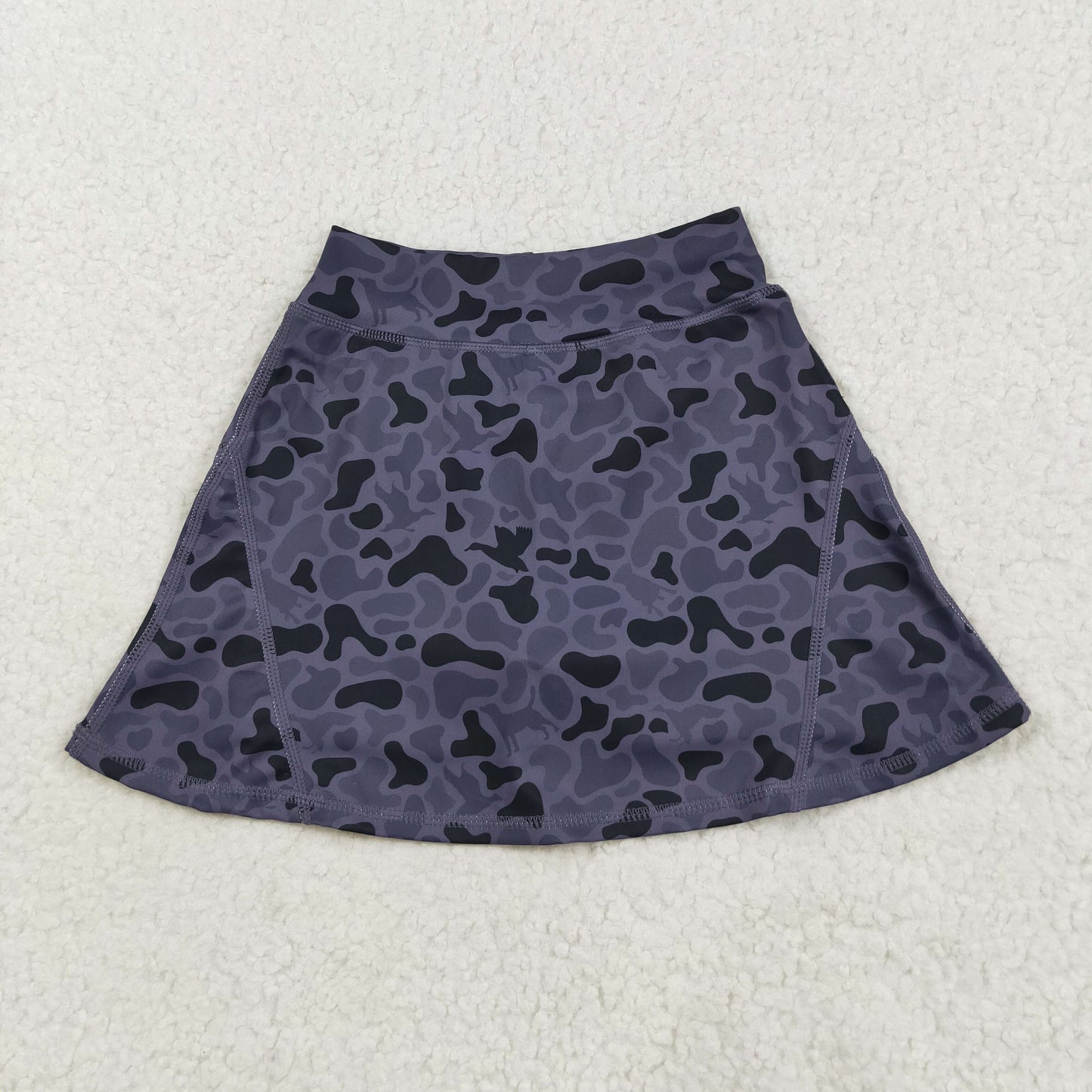 8.22 RTS NO MOQ （In stock）GLK0130 Baby Girls Summer Yoga Skirt Baby Girls Western Dark Gray Ducks Camo Yoga Skorts Bottom