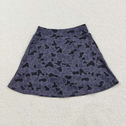 8.22 RTS NO MOQ （In stock）GLK0130 Baby Girls Summer Yoga Skirt Baby Girls Western Dark Gray Ducks Camo Yoga Skorts Bottom