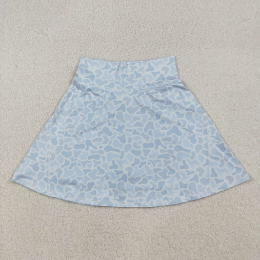 9.30  RTS NO MOQ （In stock）GLK0133 Adult Women Light Grey Camo Print Yoga Active Skirt Shorts Bottom