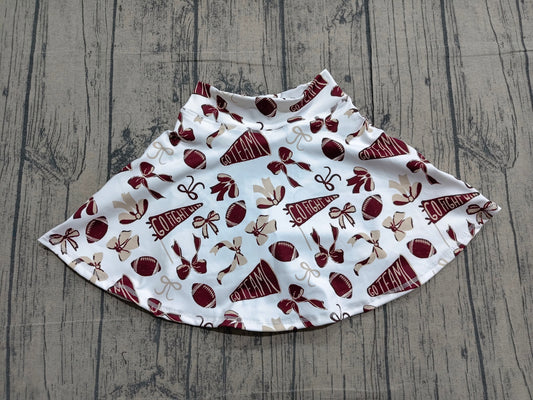 4.1 GLK0139 Sample No Moq Baby Girls Dark Red Bows Go Team Yoga Skirt Shorts Bottom Preorder