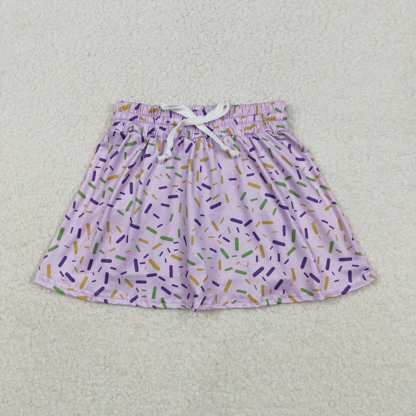 12.9 RTS NO MOQ （In stock）GLK0144 Baby Girls Purple Sprinkles Team Skirts Shorts Bottom