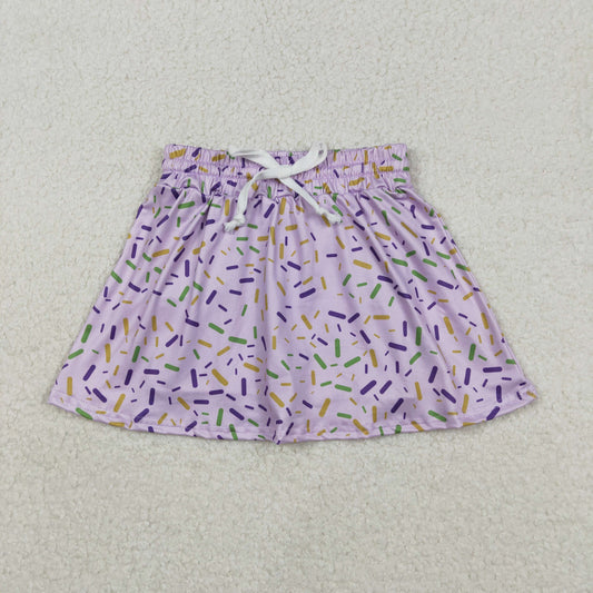 12.9 RTS NO MOQ （In stock）GLK0144 Baby Girls Purple Sprinkles Team Skirts Shorts Bottom