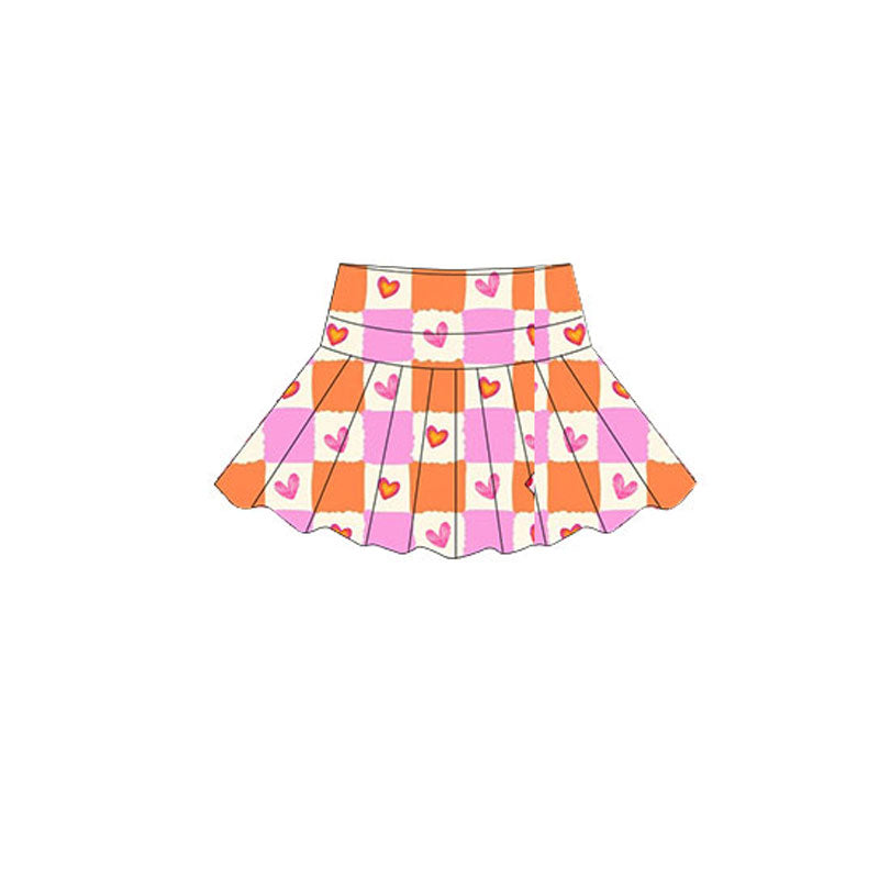 10.17 GLK0150 Pre order No Moq Yoga fabric Baby Girls Pink Orange Hearts Checked Valentine Yoga Skirt Shorts Bottom